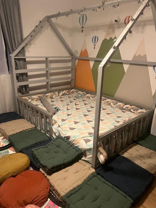 Protecție pat împletită Fox & Bunny, set 5 bucăți, stare foarte bună