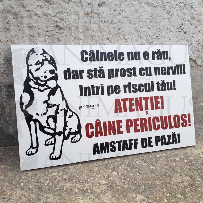 Placa Avertizare Caine Rau Periculos Amstaff