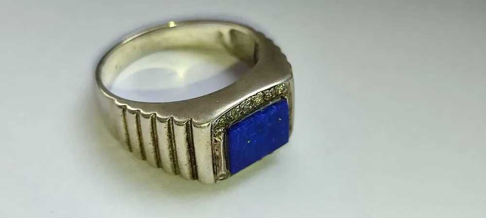 Мужское серебряное кольцо с натуральным камнем ЛАЗУРИТ афганский