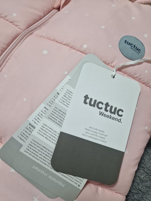 Sac călduros pentru cărucior bebe Tuc Tuc Weekend – roz pudrat cu stel