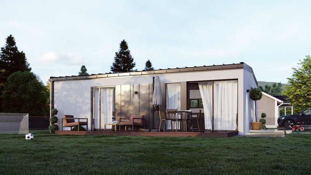 Confectiona case moderne pe structura metalica, cabane si containere