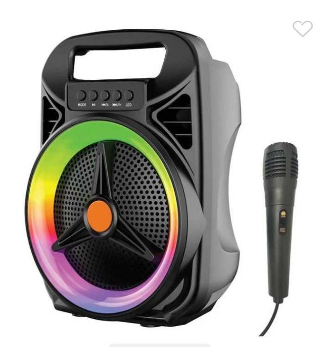 Bluetooth безжична караоке тонколона с микрофон и LED 8W 18.9x14.5x26.3см