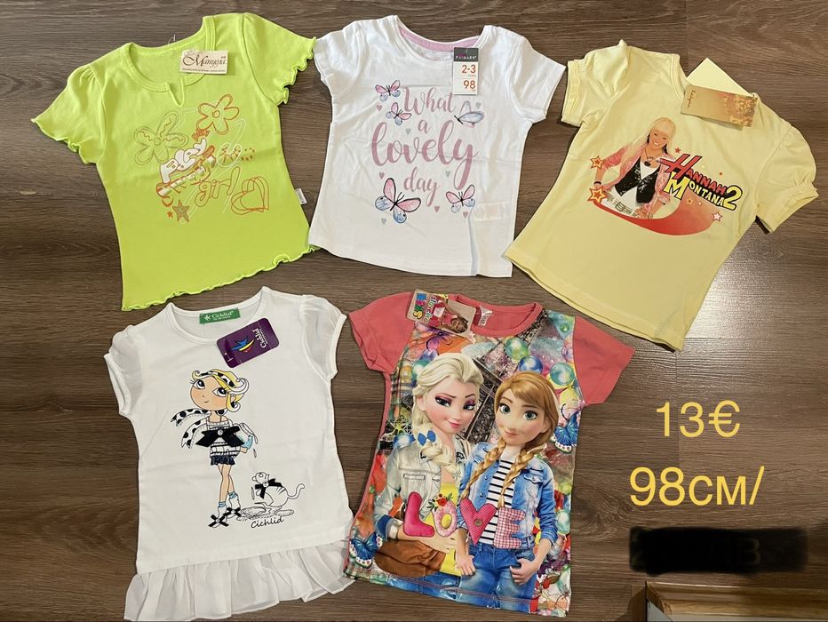 Нови летни дрешки тениски, поли за момиче 98 и 104 см
