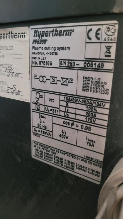 masina debitat cu plasma masa 6 metrii sursa hypertherm 260 amperi