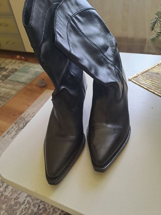 Cizme Zara negre din piele