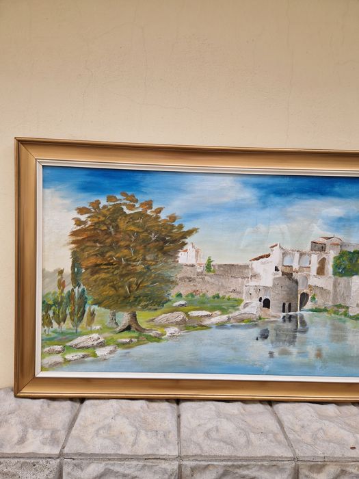 Превъзходна голяма антикварна авторска испанска картина