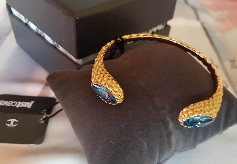 Just Cavalli дамска позлатена гривна със сини топази
