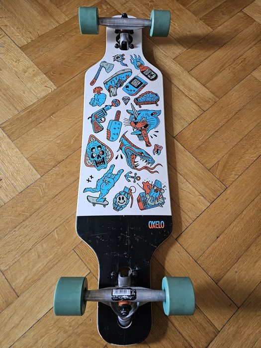 Longboard Oxelo Drop Mini Core Blue Skateboard copii