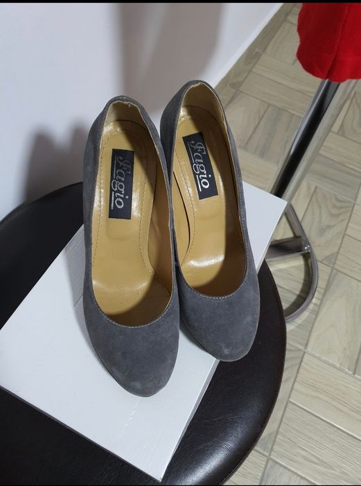 Pantofi din piele naturala întoarsă, toc comod, mas. 37,