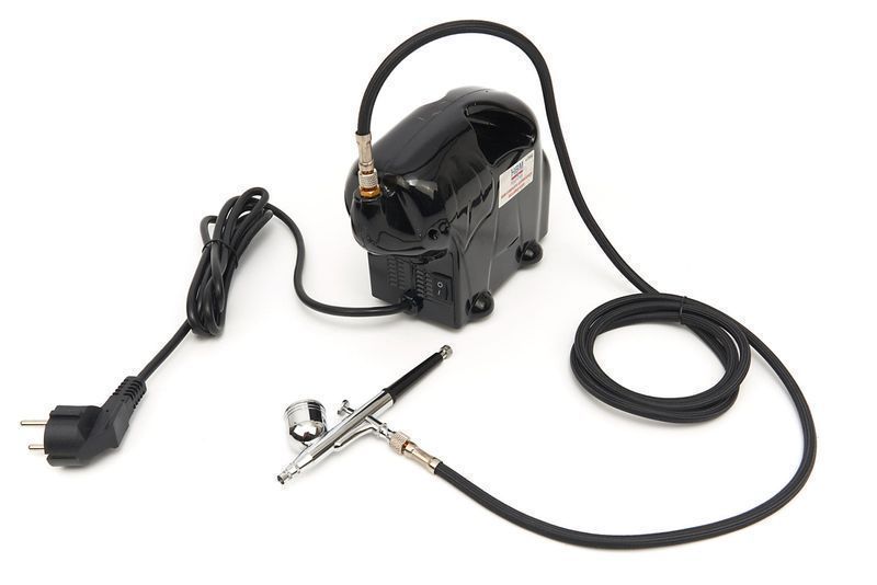 Пълен комплект аерограф airbrush, компресорен пистолет и боя