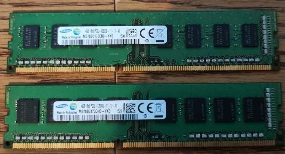 2x Samsung 4GB DDR3 RAM 1Rx8 PC3L-12800U