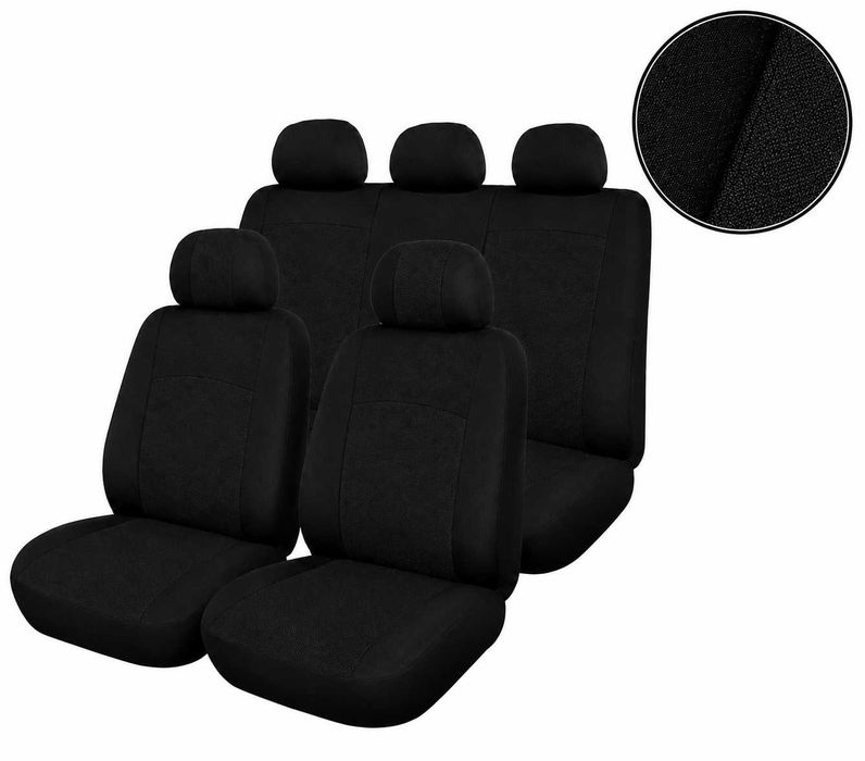 Универсална текстилна тапицерия за автомобил, 9 части - различни цветове