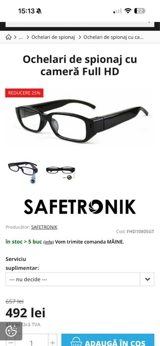 Ochelari cu cameră spion, Full HD.