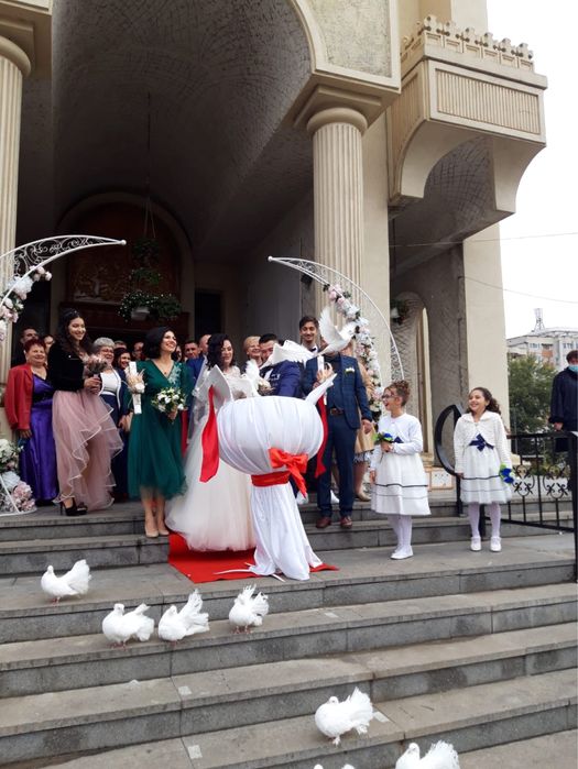 Fum greu,gheata carbonica,artificii interior_exterior , porumbei albi