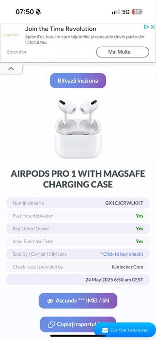 Casti apple Airpods generatie 1
