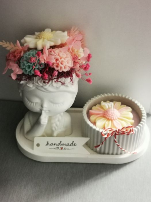 Set ceramic cu ceara parfumată