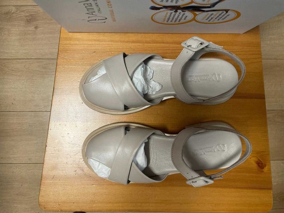 Sandale dama din piele, culoarea grej-marime 38