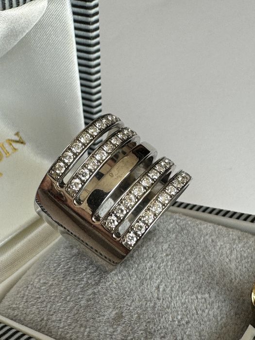 Красив Италиански 18К Златен Пръстен; 16г с 52 Диаманта; Размер 55;