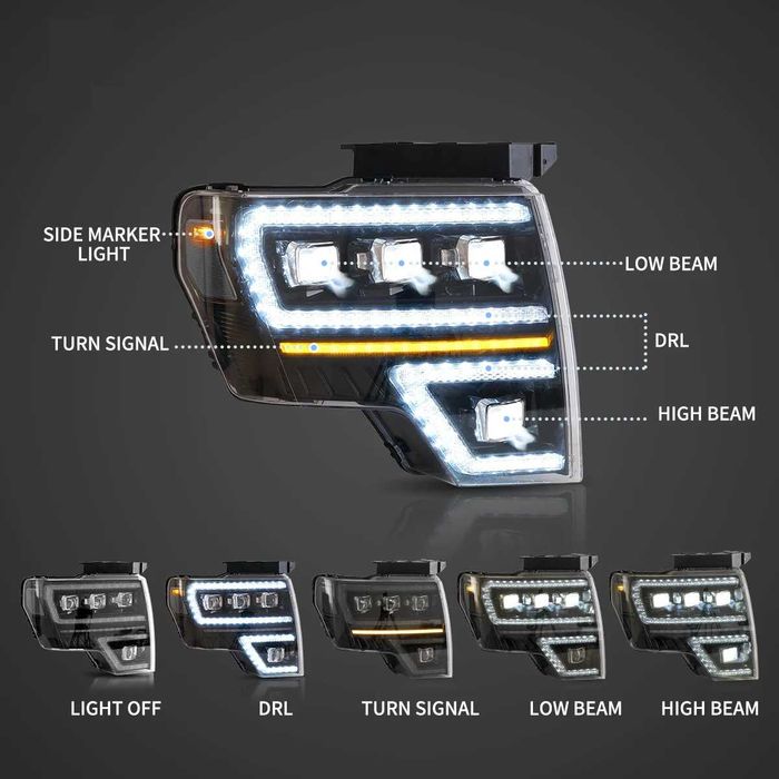 Комплект LED Matrix фарове с динамични мигачи за Ford F150 09 - 14
