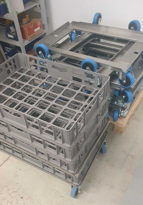 Carucior inox pentru navete de paine - 10 bucati