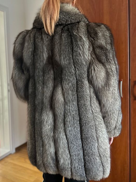 Blană naturală vulpe argintie superba
