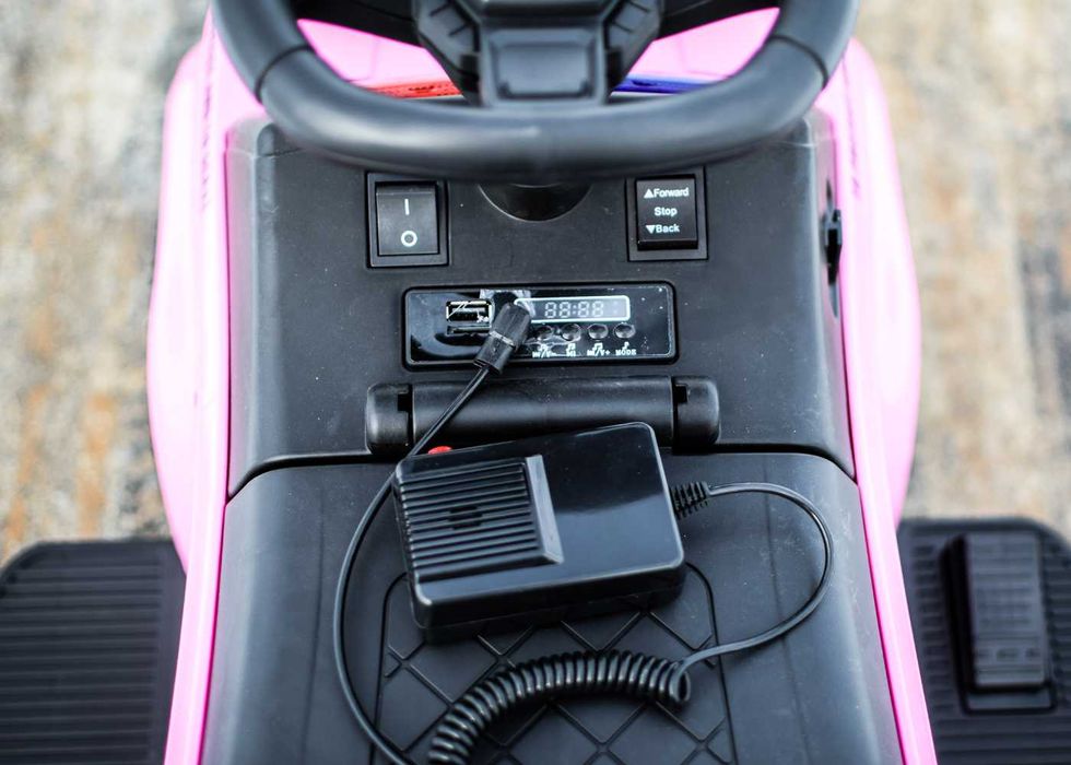 Masinuta 2 in 1 cu pedala elecrica Police QLS-993 30W 6V cu BT #Pink