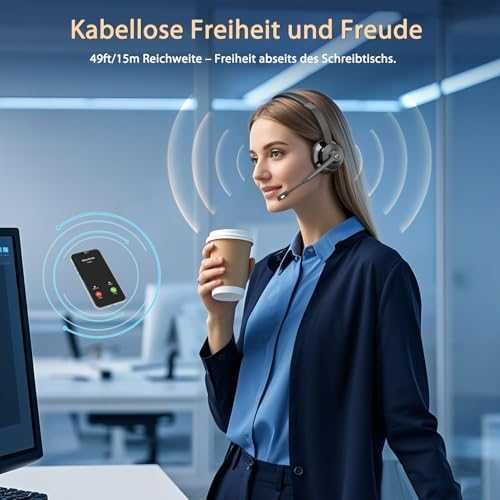 Нови безжични Слушалки с микрофон за офис, компютър и мобилен телефон