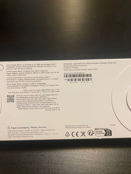 Apple Watch SE 3 44mm Midnight Al Midnight SB M/L GPS