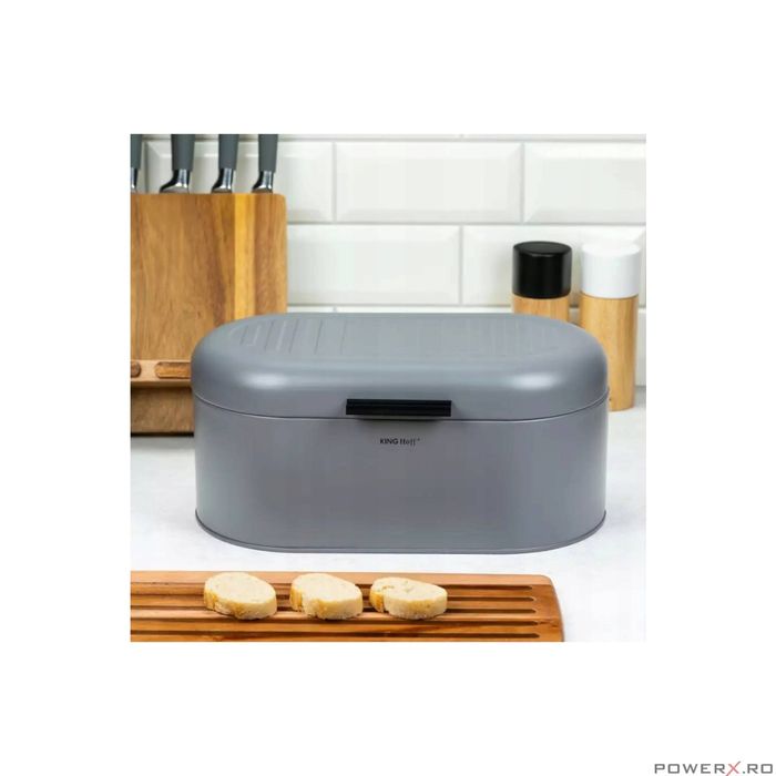 Cutie pentru paine, din otel, 34 x 20 x 15.5 cm, gri, Kinghoff