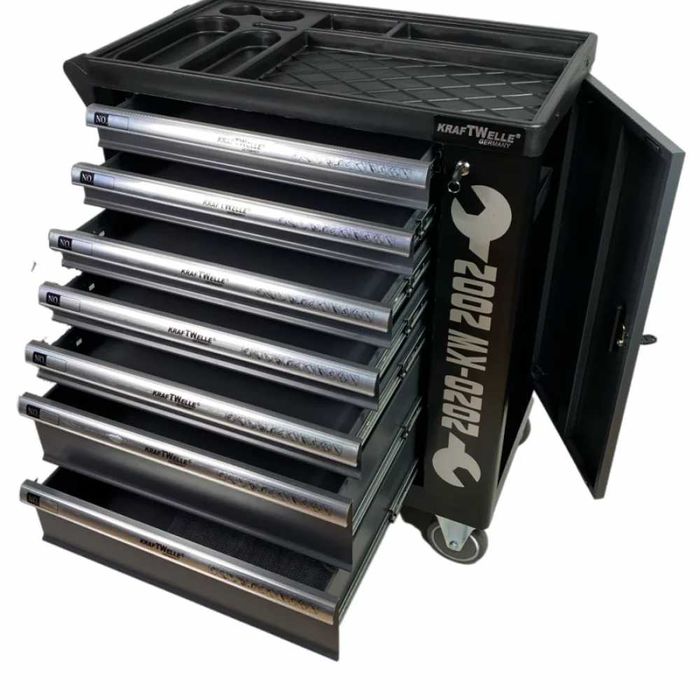 Шкаф с инструменти KraftWelle със 7 чекмеджета – 6 пълни