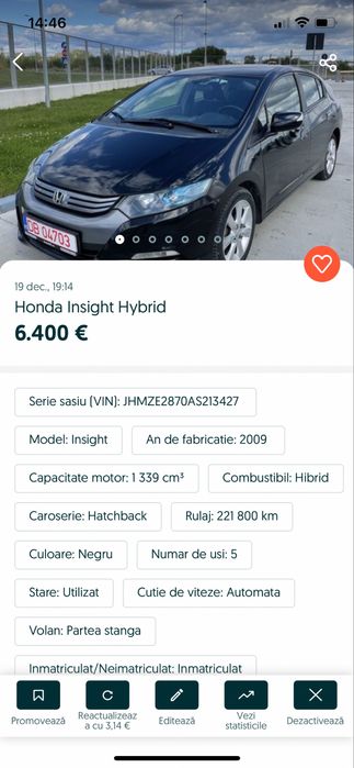 Honda Insight accdidentata