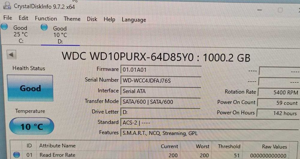 HDD WD Purple 1TB 64 MB Cache