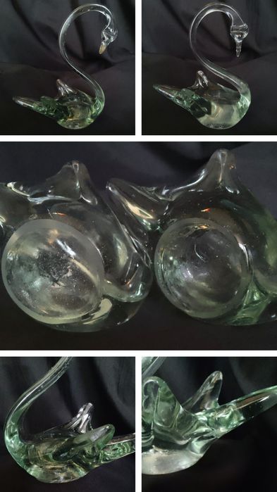 Стеклянные статуэтки лебедей. Винтаж.