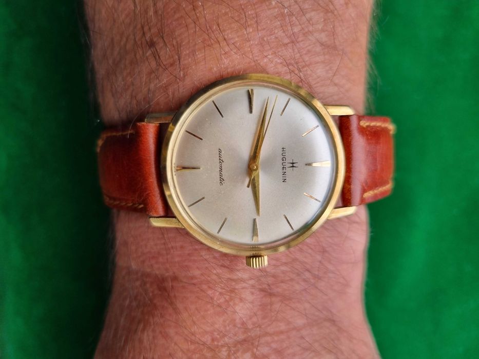 Swiss made Huguenin automatic, 14k aur masiv