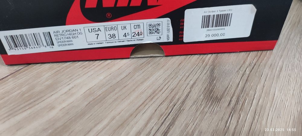 Nike air Jordan 1 x Spiderman 38 размер