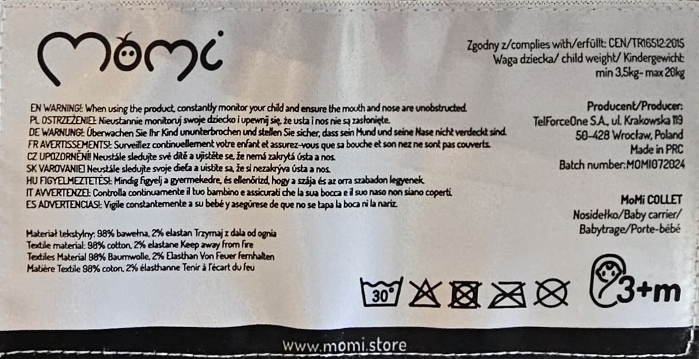 Marsupiu ergonomic pentru copii Collet, MOMI
