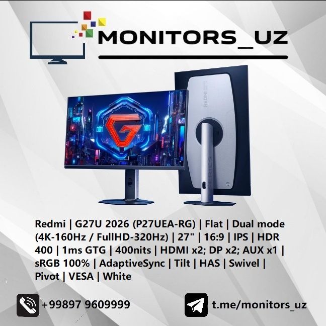 [NEW] монитор Redmi G27U IPS 4K 320Hz