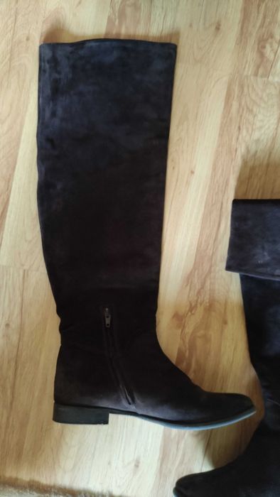 Vero cuoio италиански високи ботуши естествен велур и кожа н.39 и 1/2