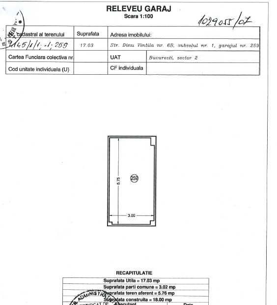 Inchiriez loc de parcare subteran in zona Stefan cel Mare