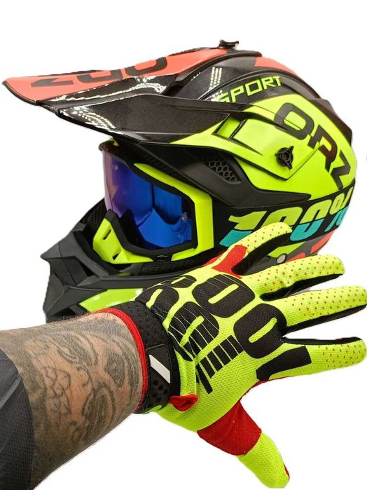 Кросова каска атв очила и ръкавици комплект