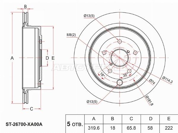 Диск тормозной Subaru Tribeca