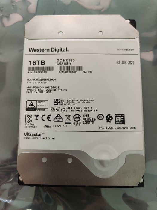Hard Disk 16TB WD Ultrastar DC HC550 SATA3 Enterprise | Garanție 12 luni