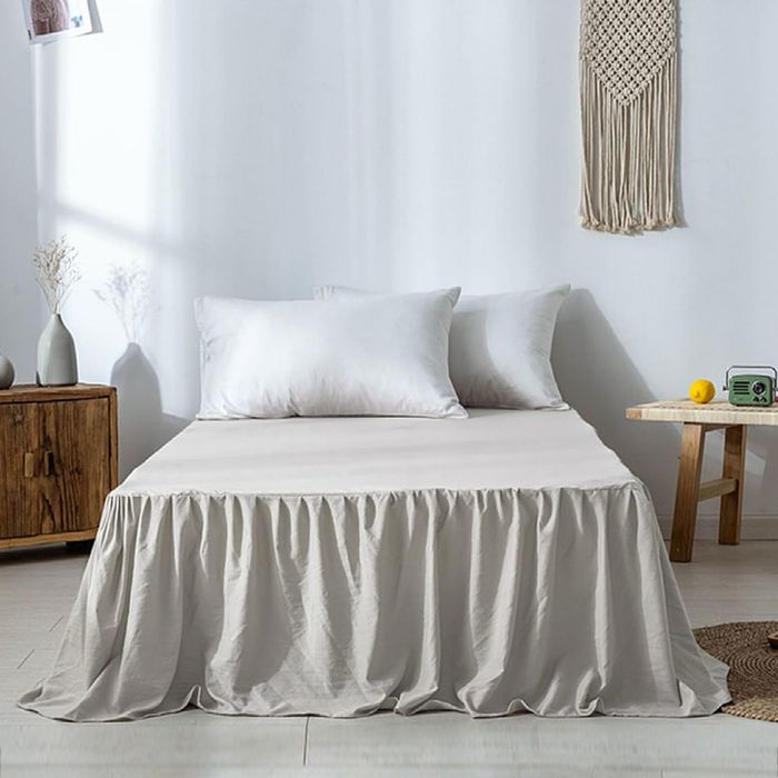 Fustă pat 180x200 bumbac organic bed skirt valance 45cm elegantă