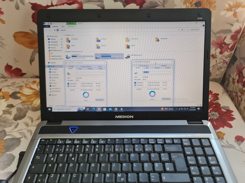 Laptop Medion E6210 16"Dual Core T3400 2.16GHz 3GB 240GB Windows 10Pro