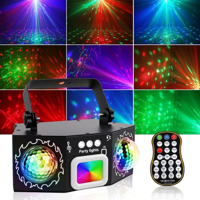 Vicalo Lumină Disco cu Două Bile Activată de Sunet Lumină Stroboscopică RGB - Negru