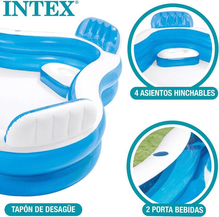 Надуваем басейн Intex 229 х 66 см 4 седалки