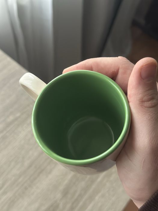 Cana ceasca ceai cafea ceramica canuta on sucit interior verde