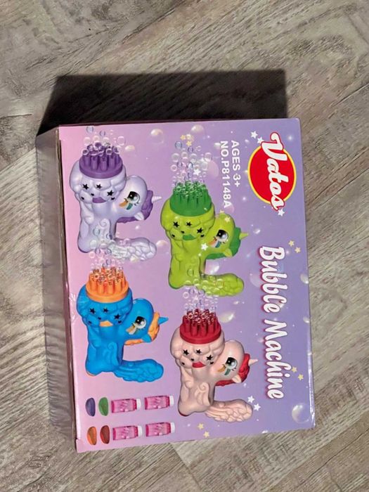 VATOS 4 броя Пистолети за мехурчета за деца, светлини и разтвор