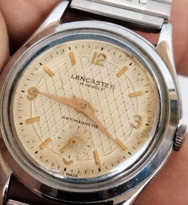 Ceas bărbătesc vintage Lancaster mecanic cu 15 rubine, fabricat în Elveția, din anii 1960.