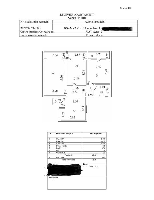 Apartament 3 camere decomandat Doamna Ghica Sector 2 Bucuresti.